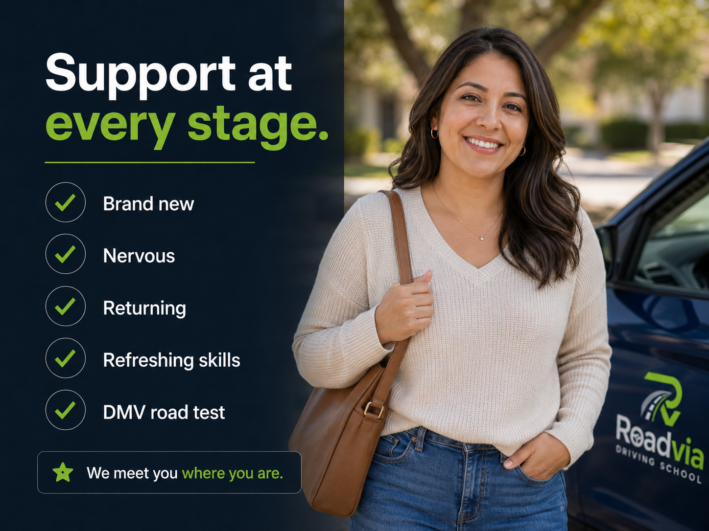 Adult student during a driving lesson
