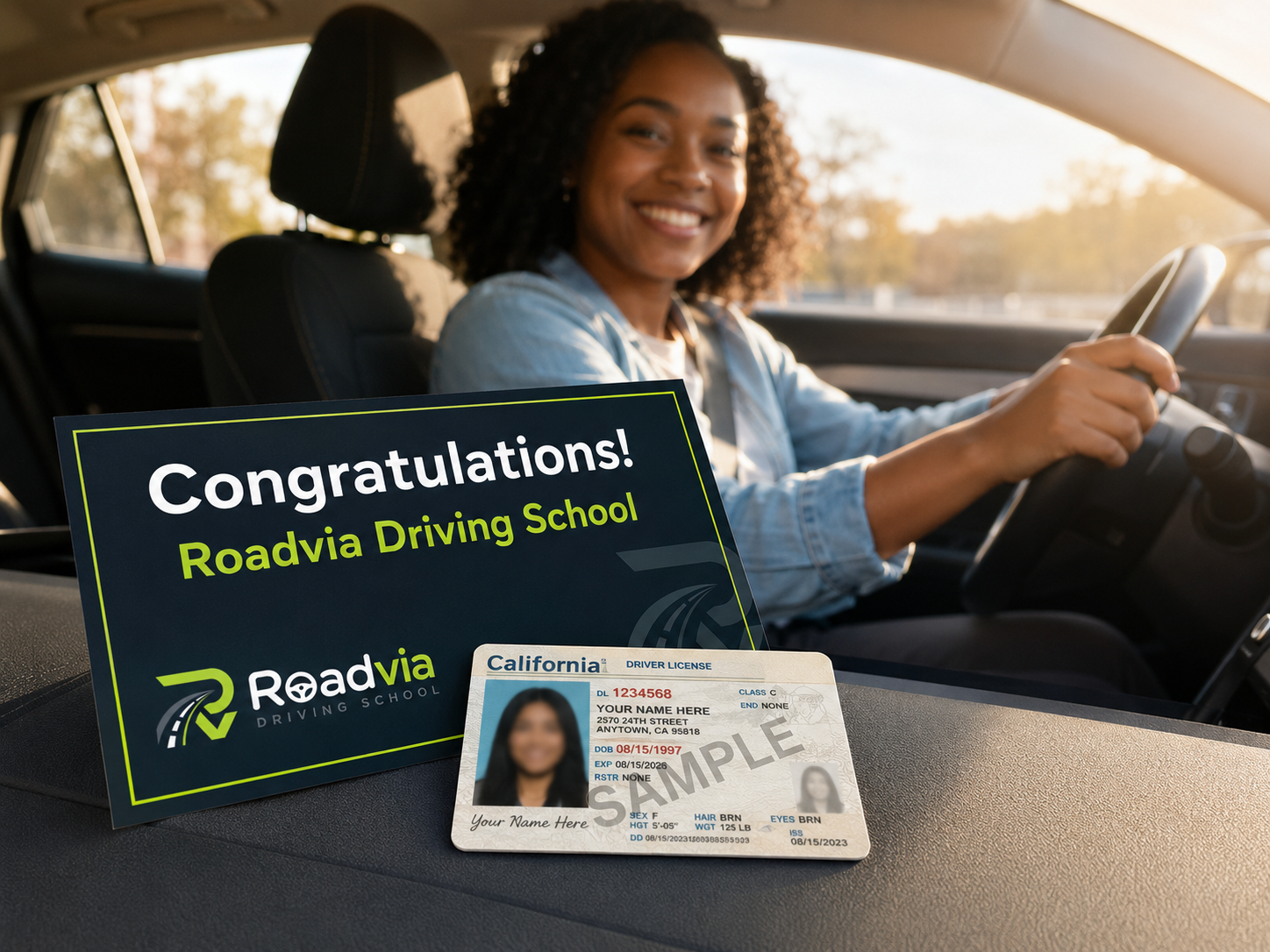 Sample adult driver license success visual