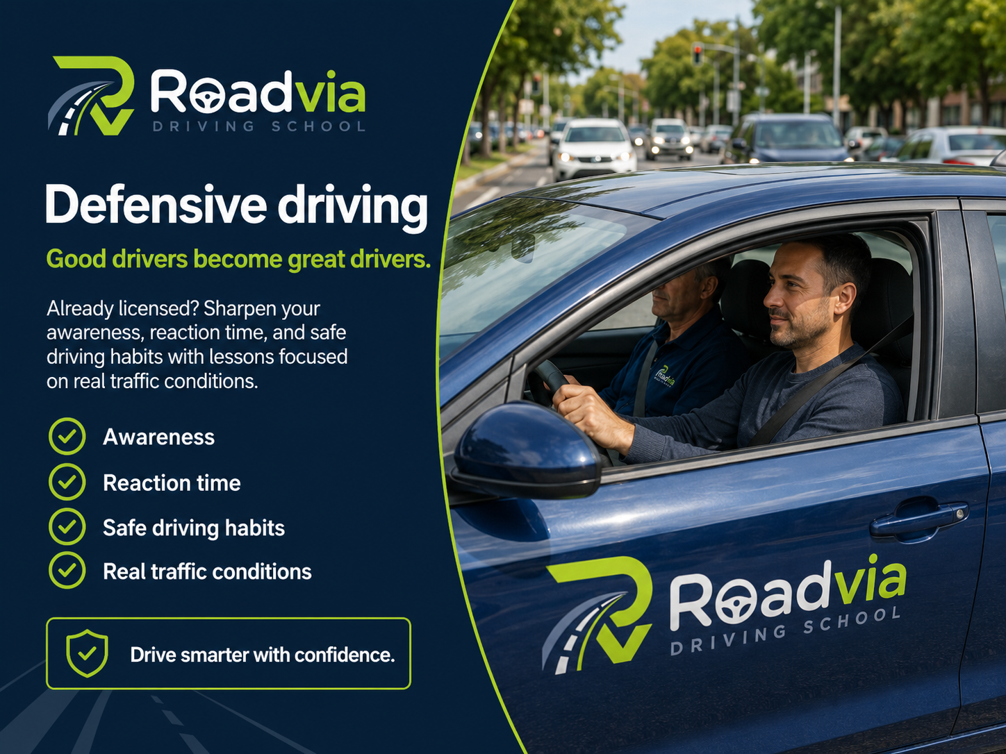 Defensive driving lesson in real traffic