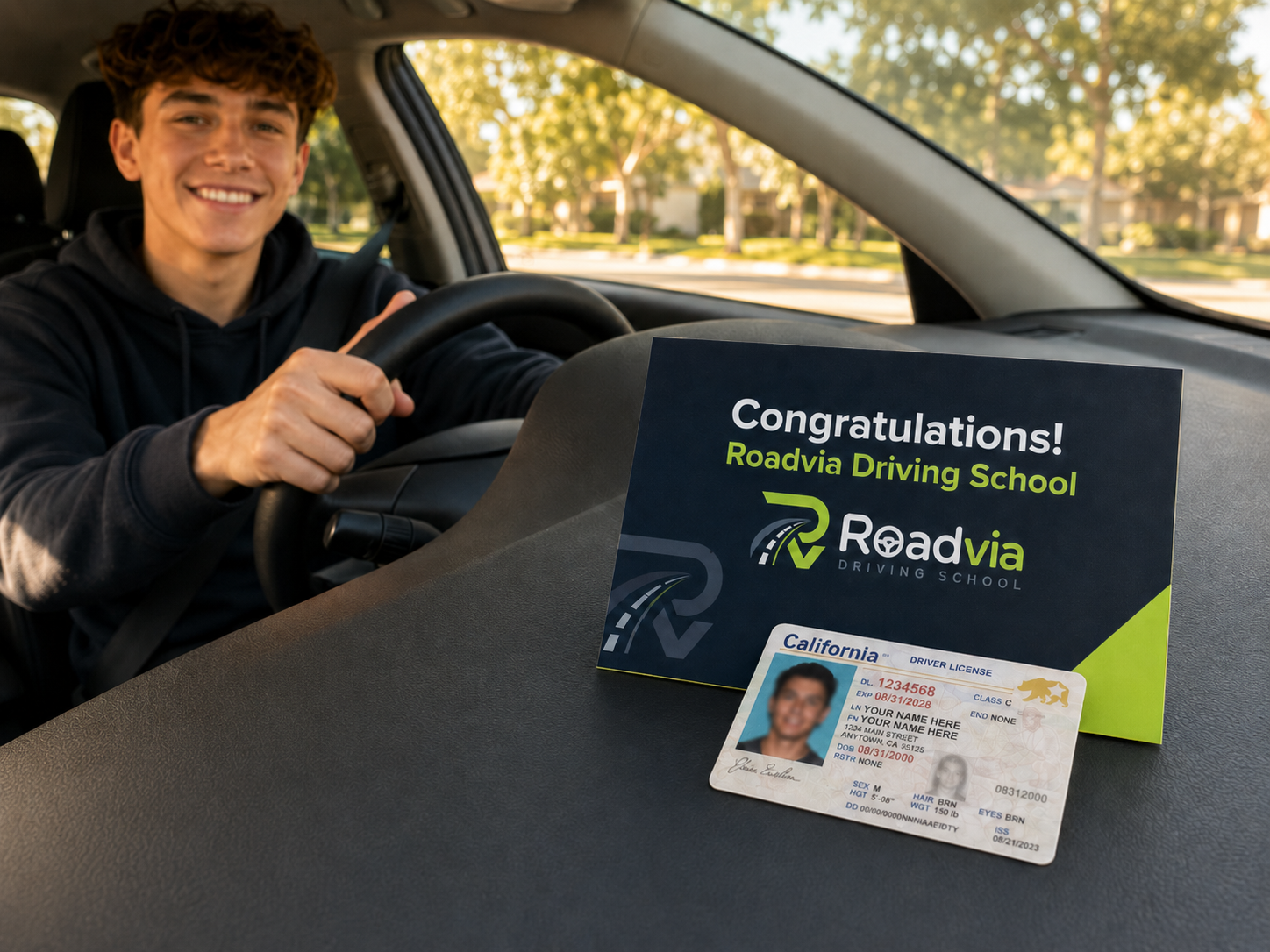 Sample teen driver license success visual