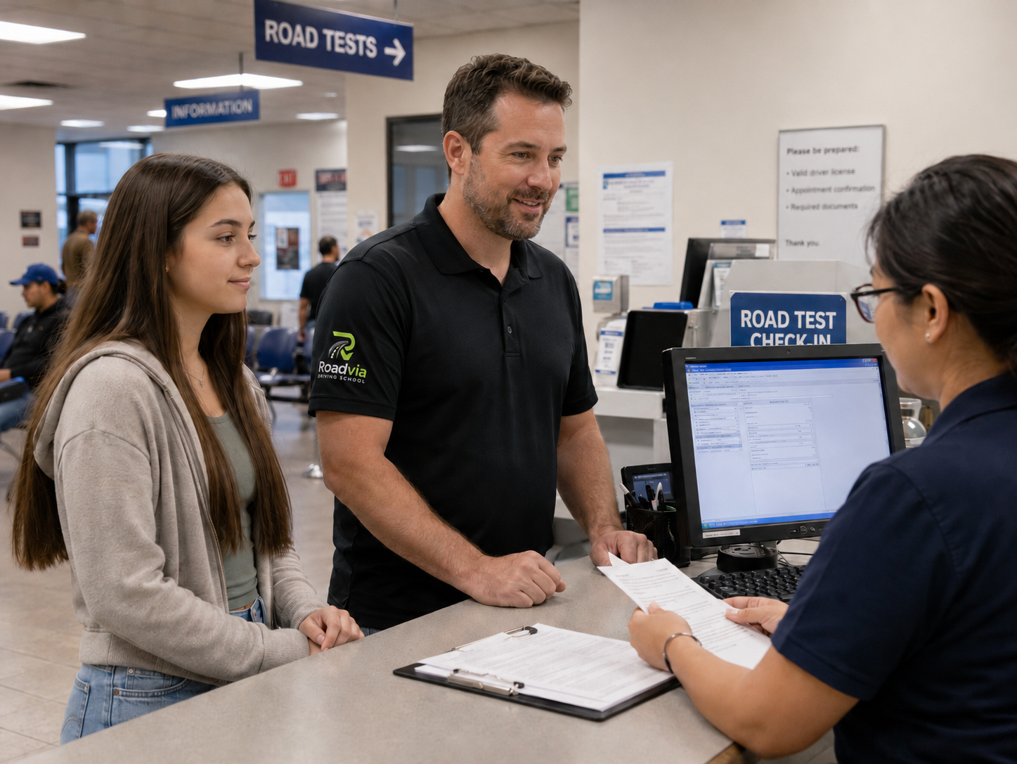 Student drive test check-in