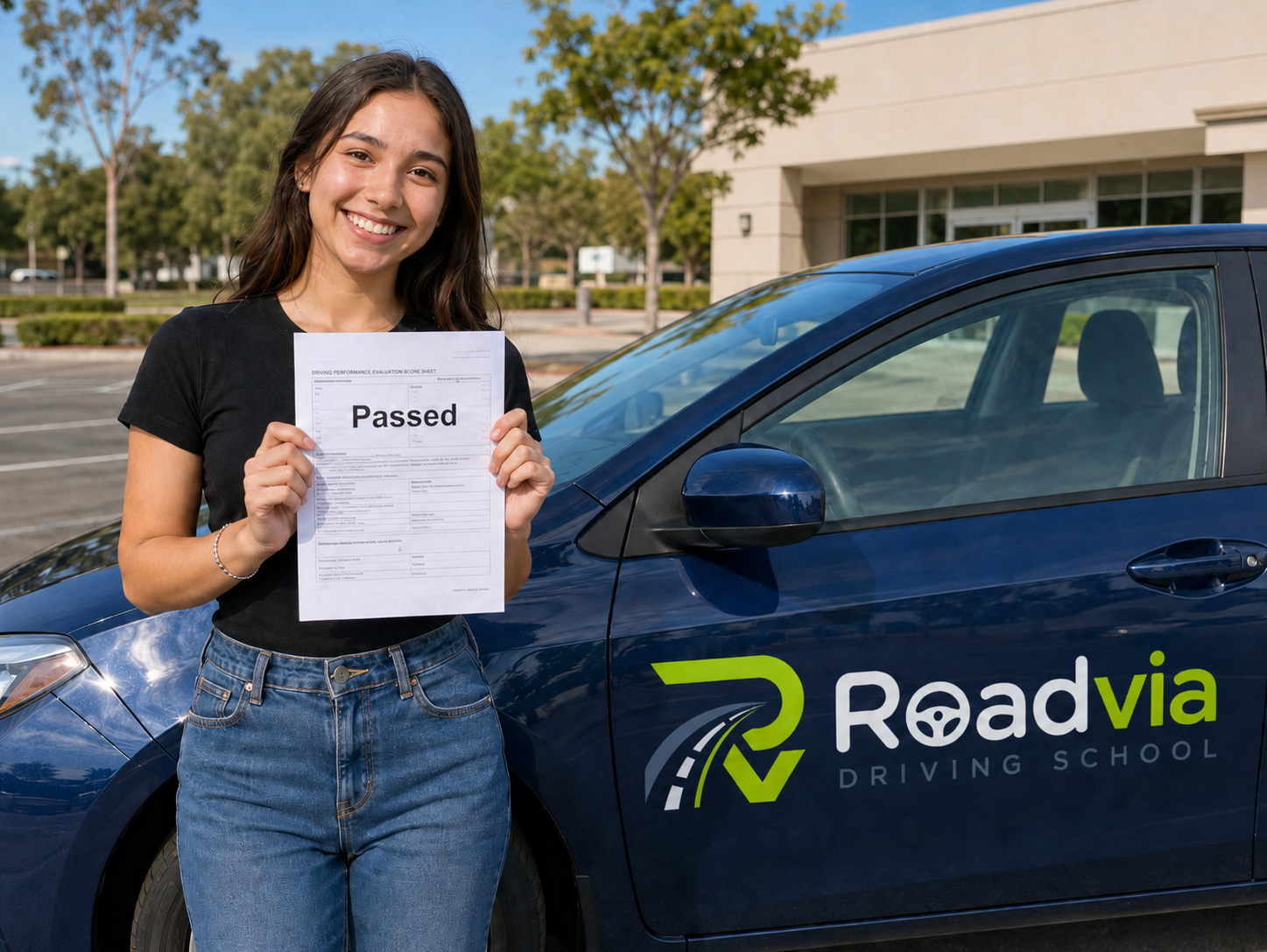 Student after passing road test