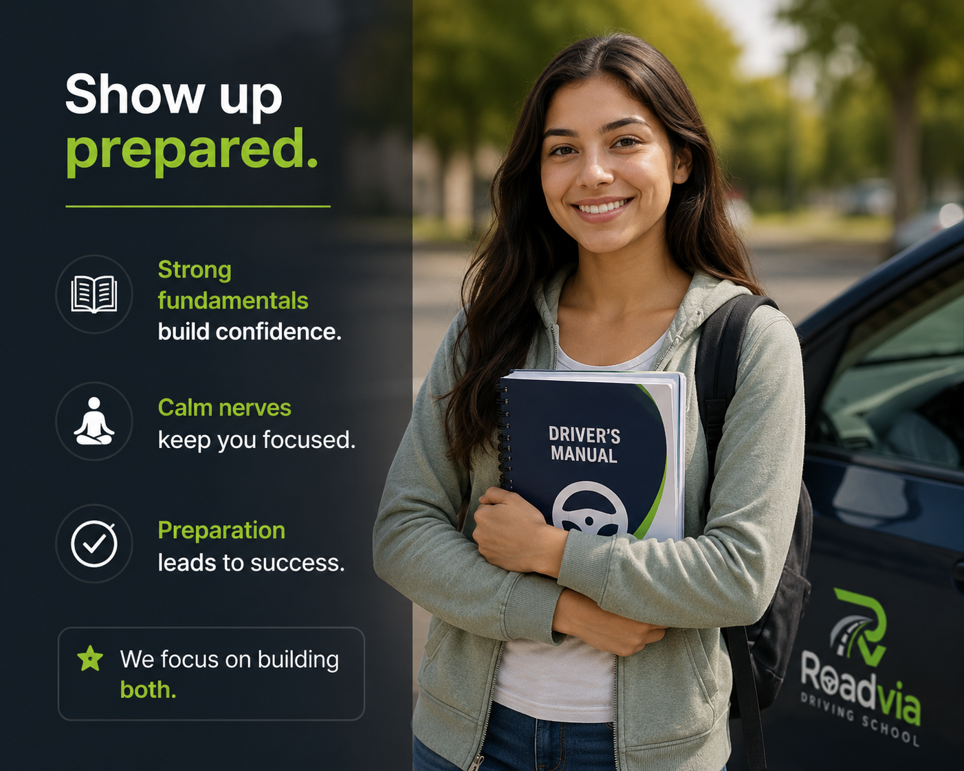 Student preparing for a road test